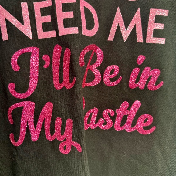 NWT. Disney kids Black T-shirt with pink sparkle "I'll be in my castle" Large - Picture 5 of 8